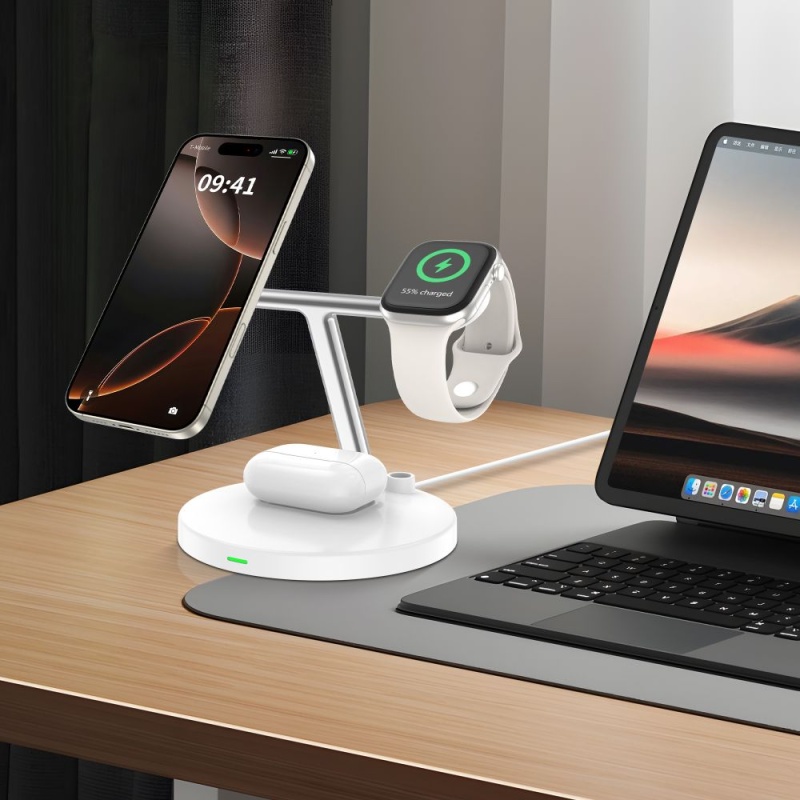 Ładowarka bezprzewodowa TECH-PROTECT QI 15W-A35 3in1 - Biała