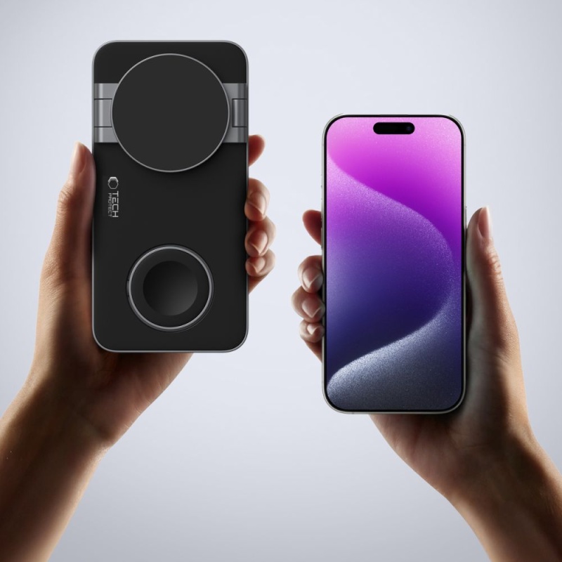 Ładowarka bezprzewodowa TECH-PROTECT MagSafe 3in1 QI 15W-A47 - Czarny