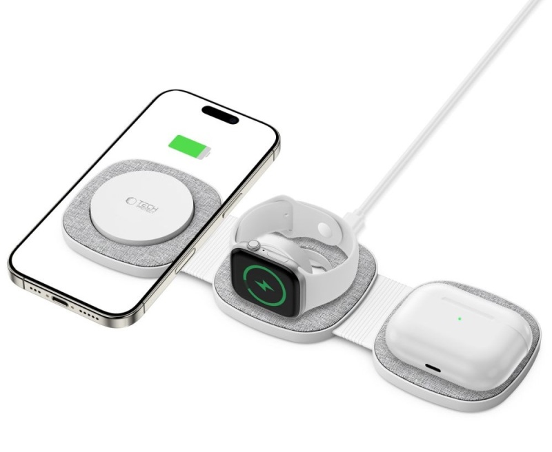 Ładowarka bezprzewodowa TECH-PROTECT A32 MagSafe 3in1 - Szara