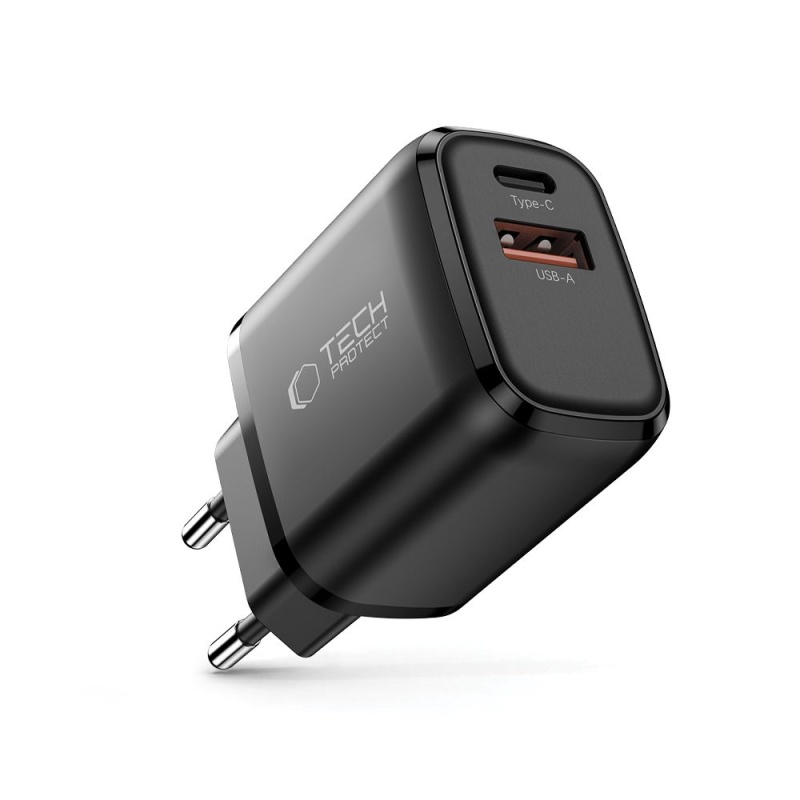 Ładowarka TECH-PROTECT C20W 2x USB PD 20W / QC3.0 - Czarna