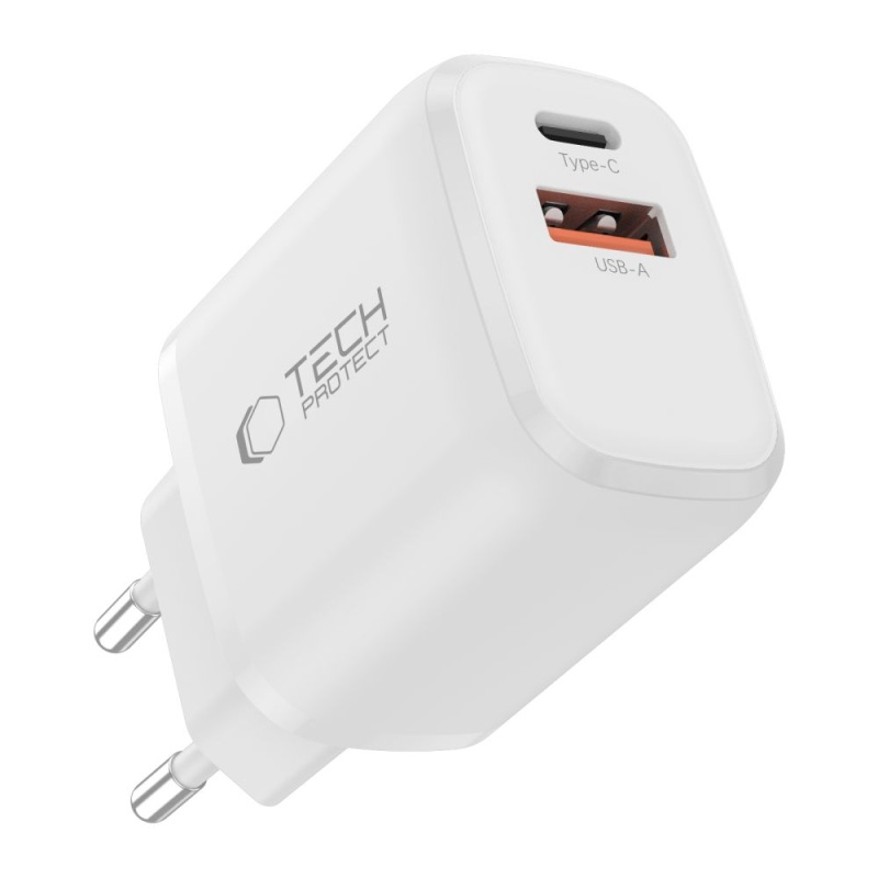 Ładowarka TECH-PROTECT NCA30 2x USB PD 20W / QC3.0 + kabel USB C