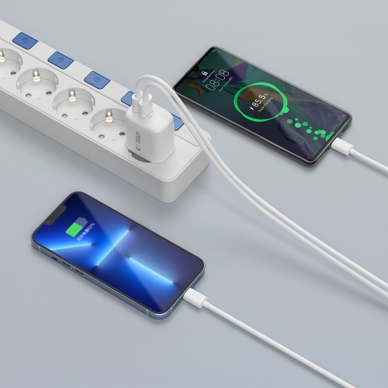 Ładowarka TECH-PROTECT NCA30 2x USB PD 20W / QC3.0 + kabel USB C