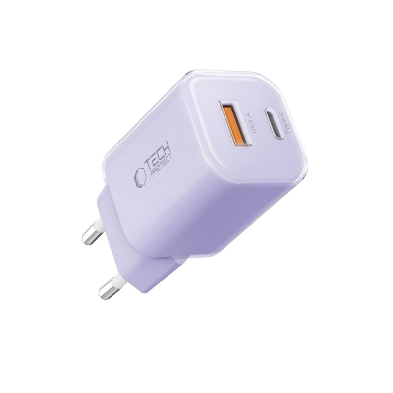 Ładowarka TECH-PROTECT NCM33 2x USB PD 33W / QC3.0 - Fioletowa