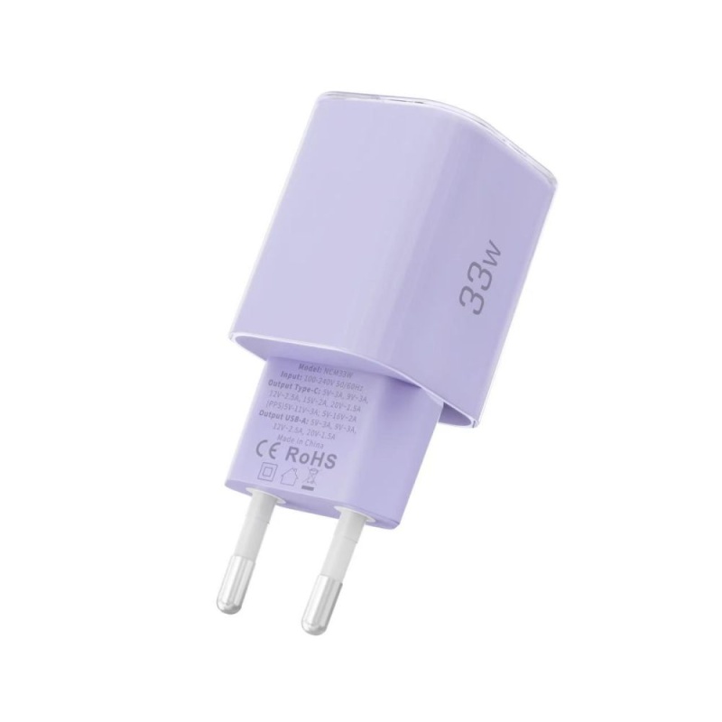 Ładowarka TECH-PROTECT NCM33 2x USB PD 33W / QC3.0 - Fioletowa