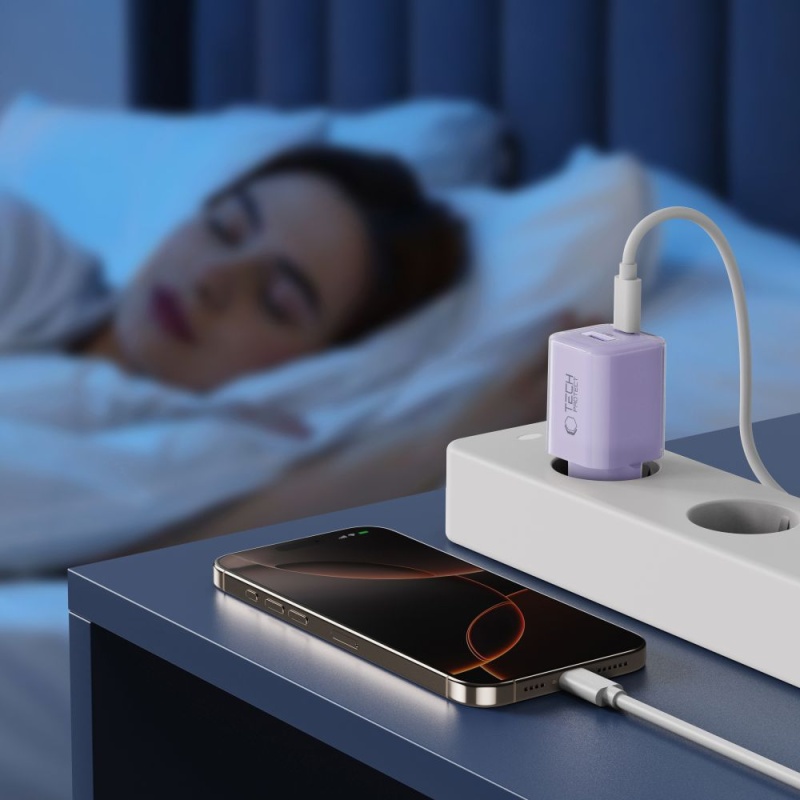 Ładowarka TECH-PROTECT NCM33 2x USB PD 33W / QC3.0 - Fioletowa