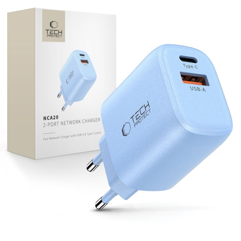 Ładowarka sieciowa TECH-PROTECT NCA25 20W PD / QC3.0 - Niebieska