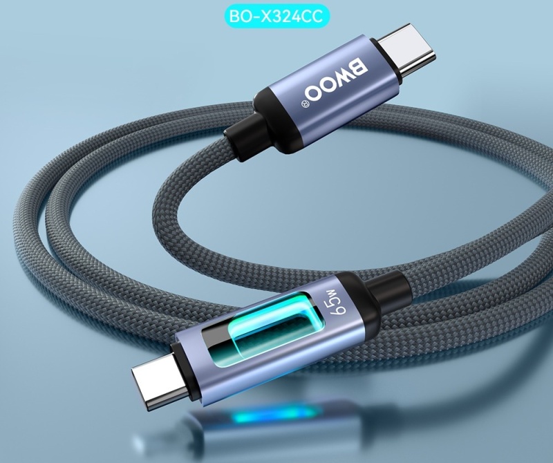 Kabel BWOO X324CC - pleciony z podświetleniem LED PD 60W - USB - C