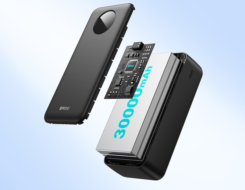 Powerbank BWOO P64 - 22,5W PD 30000 mAh LCD - Czarny