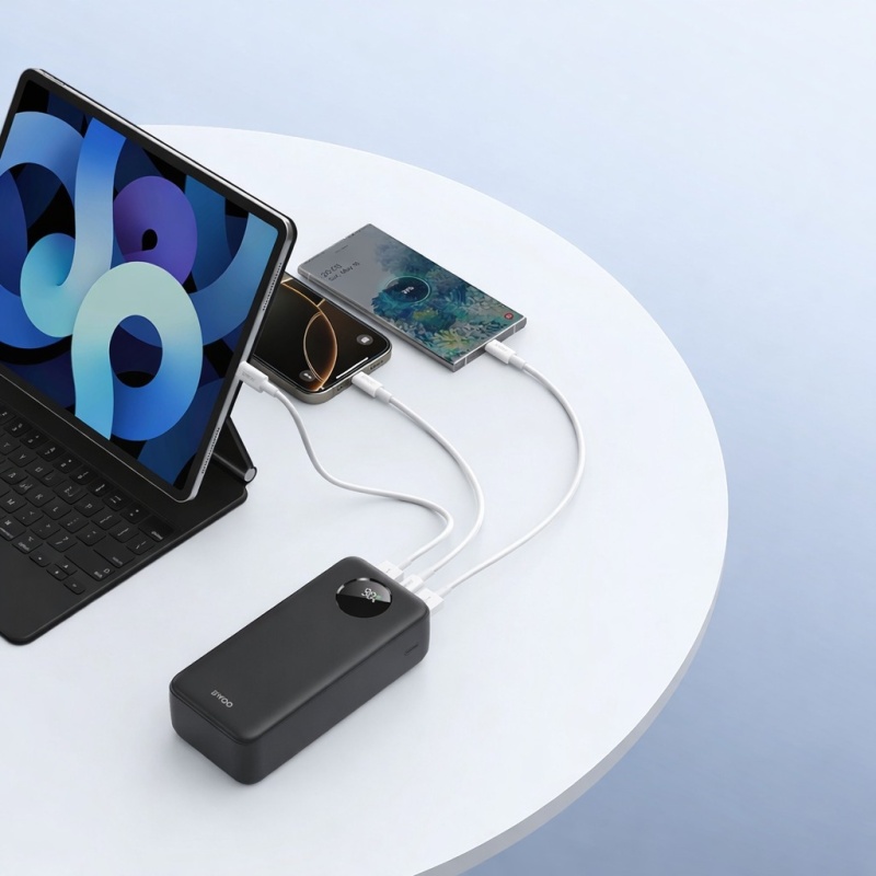 Powerbank BWOO P64 - 22,5W PD 30000 mAh LCD - Czarny
