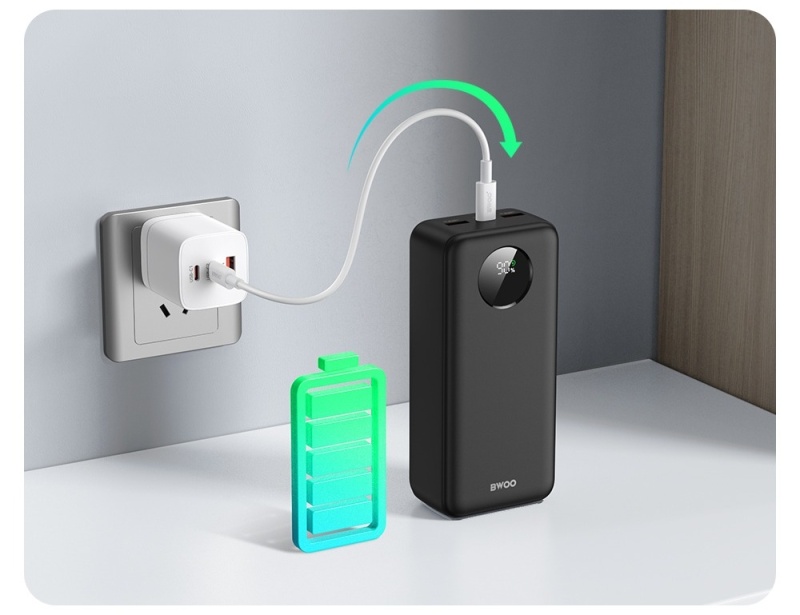 Powerbank BWOO P64 - 22,5W PD 30000 mAh LCD - Czarny