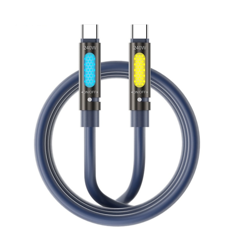 Kabel USB - C BWOO X325C-C 240W - zapachowy - RBG LCD - PD - Czarny