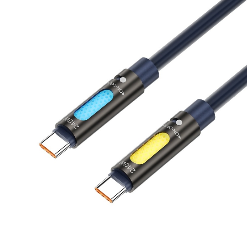 Kabel USB - C BWOO X325C-C 240W - zapachowy - RBG LCD - PD - Czarny