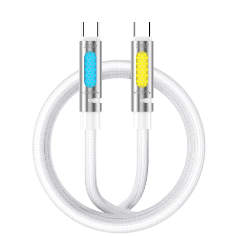 Kabel USB - C BWOO X325C-C 240W - zapachowy - RBG LCD - PD - Biały