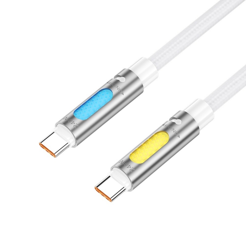 Kabel USB - C BWOO X325C-C 240W - zapachowy - RBG LCD - PD - Biały