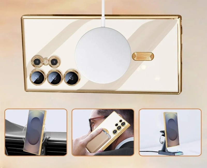 Etui Electro MagSafe do Samsung Galaxy S24 Ultra - Złoty