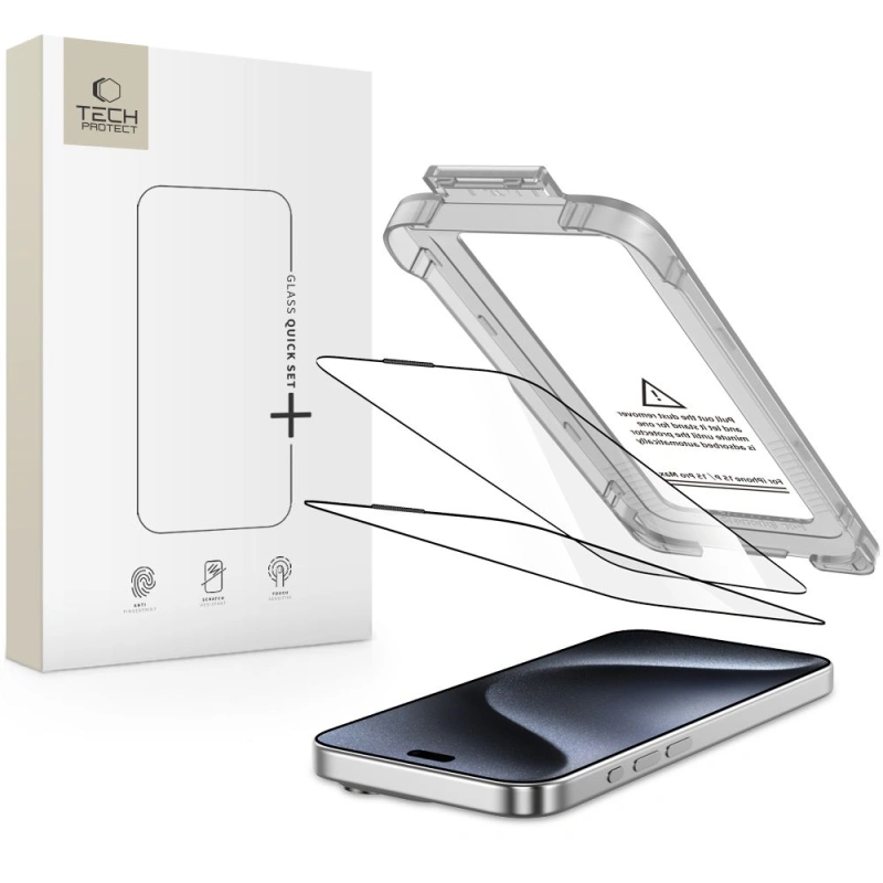 2x Szkło hartowane Tech-Protect-QUICK SET+ do Apple iPhone 15 Pro