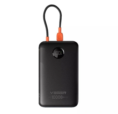 PowerBank Veger K1C 10000 mAh - 22,5W PD - z wbudowanym kablem USB - C