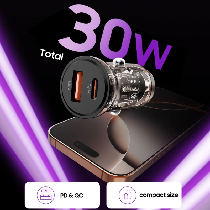 Ładowarka samochodowa T-P CC01 2x USB 30W / QC3.0