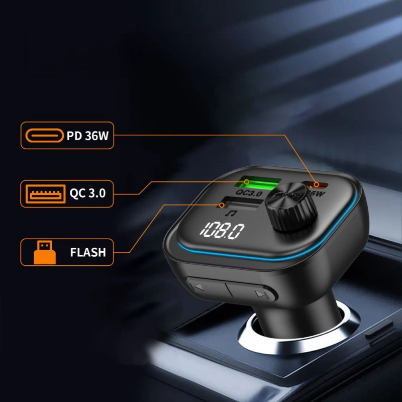 Ładowarka + Transmiter Bluetooth T-P CC07 3x USB PD 54W