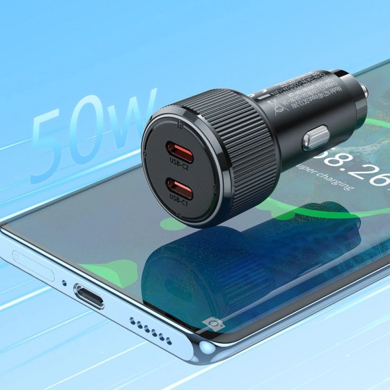 Ładowarka samochodowa Hoco NZ14B 2x USB C QC PD 50W