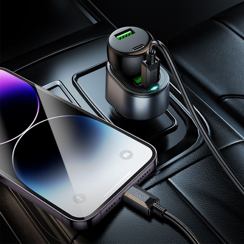Ładowarka samochodowa Hoco Z56 2x USB + gniazdo zapalniczki PD QC3.0 3A 35W