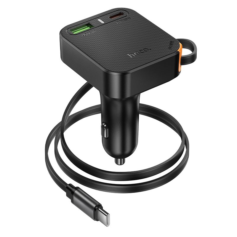 Ładowarka samochodowa Hoco NZ18 ze zwijanym kablem 3x USB QC PD 65W