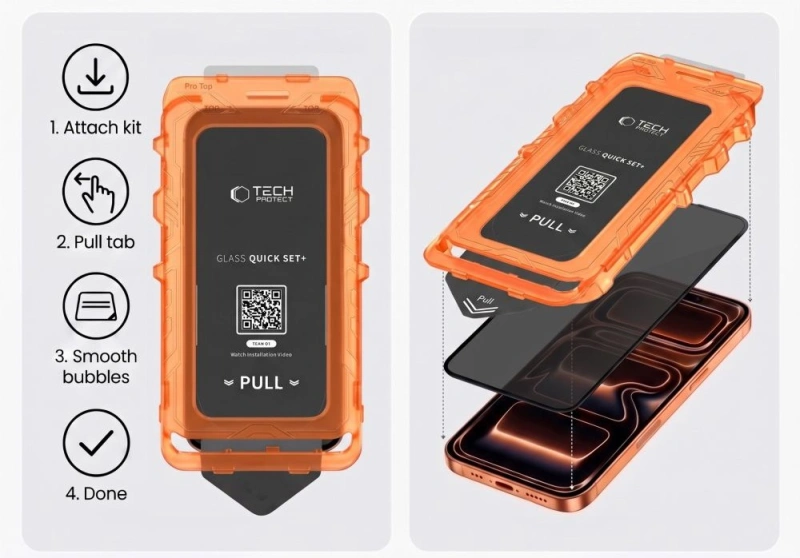 2x Szkło prywatyzujące Tech-Protect Quick SET SPY+ do Apple iPhone 18 Pro Max